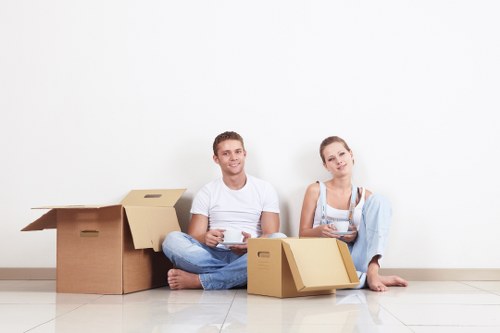 Business items being transported by a removal van