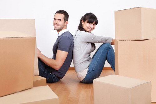 Organised office relocation process with labelled items